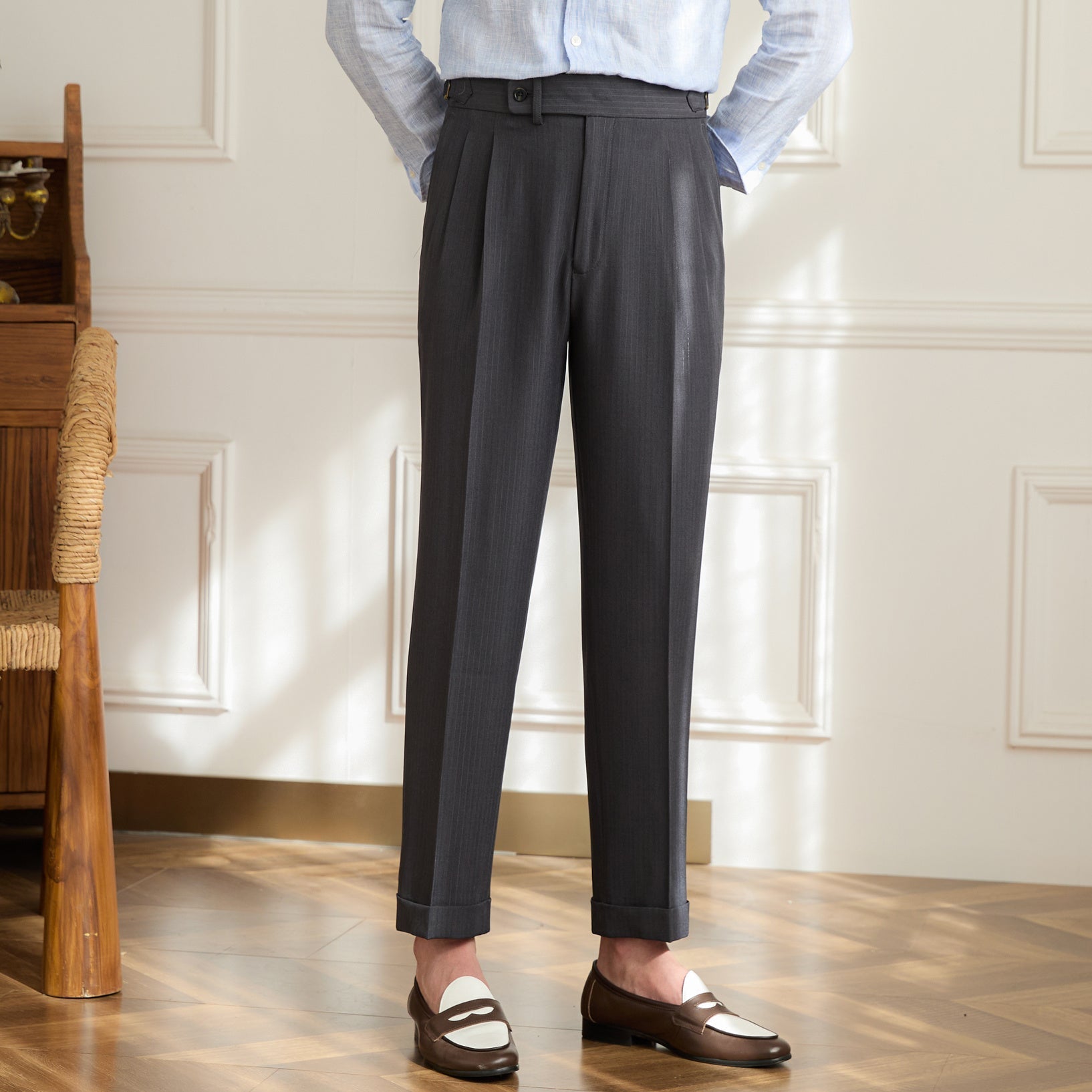 Fiumicino Straight Fit Double Pleated Trousers