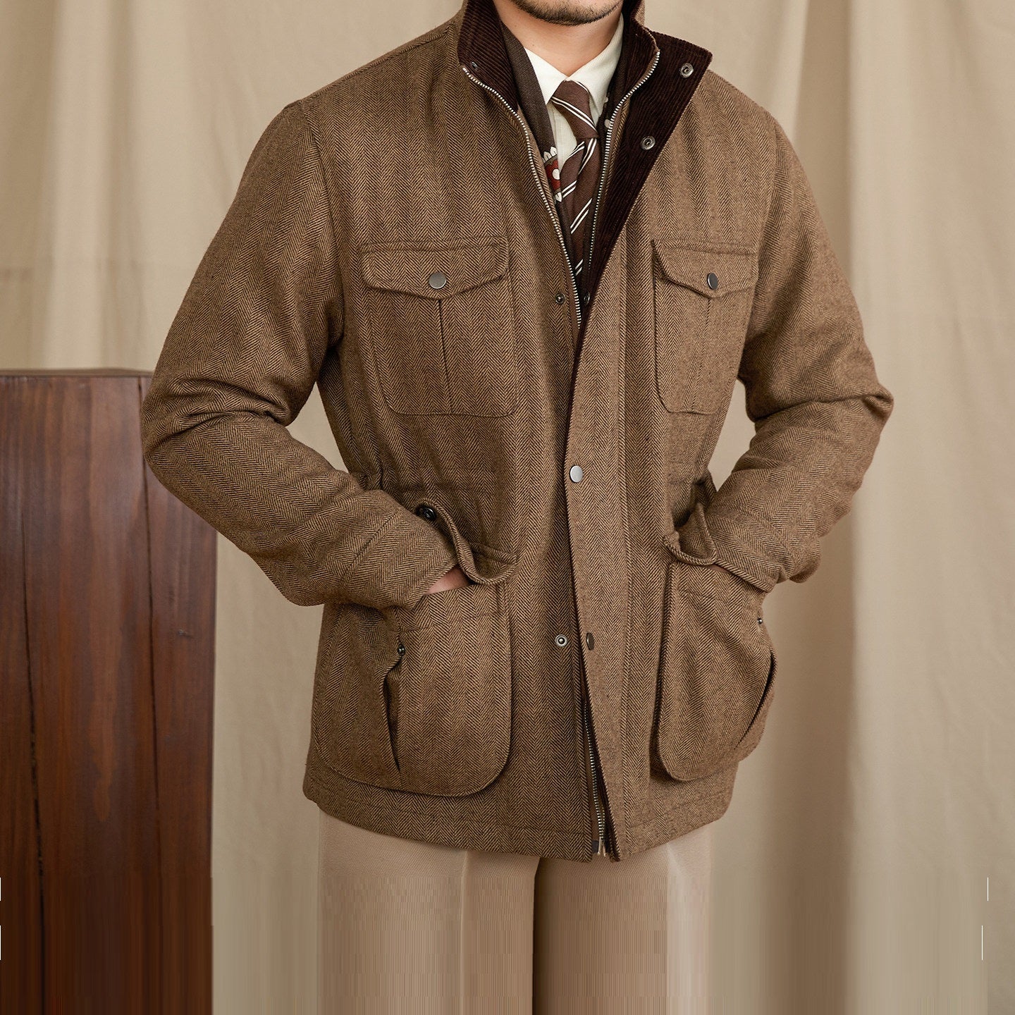 Motcomb Street Herringbone Padded Wool Blend Jacket