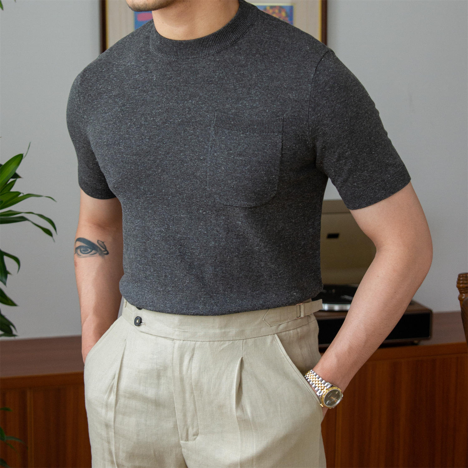 Rome Knitted Linen Blend T-Shirt