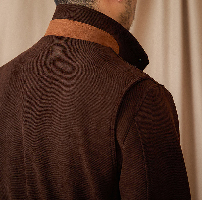London Herringbone Suede Trim Field Jacket