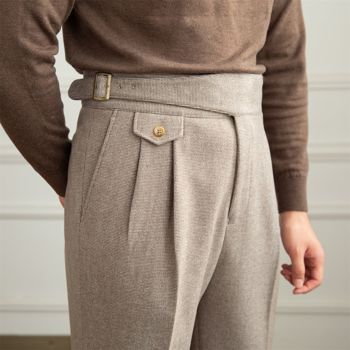Surrey Textured Houndstooth Straight Fit Trousers