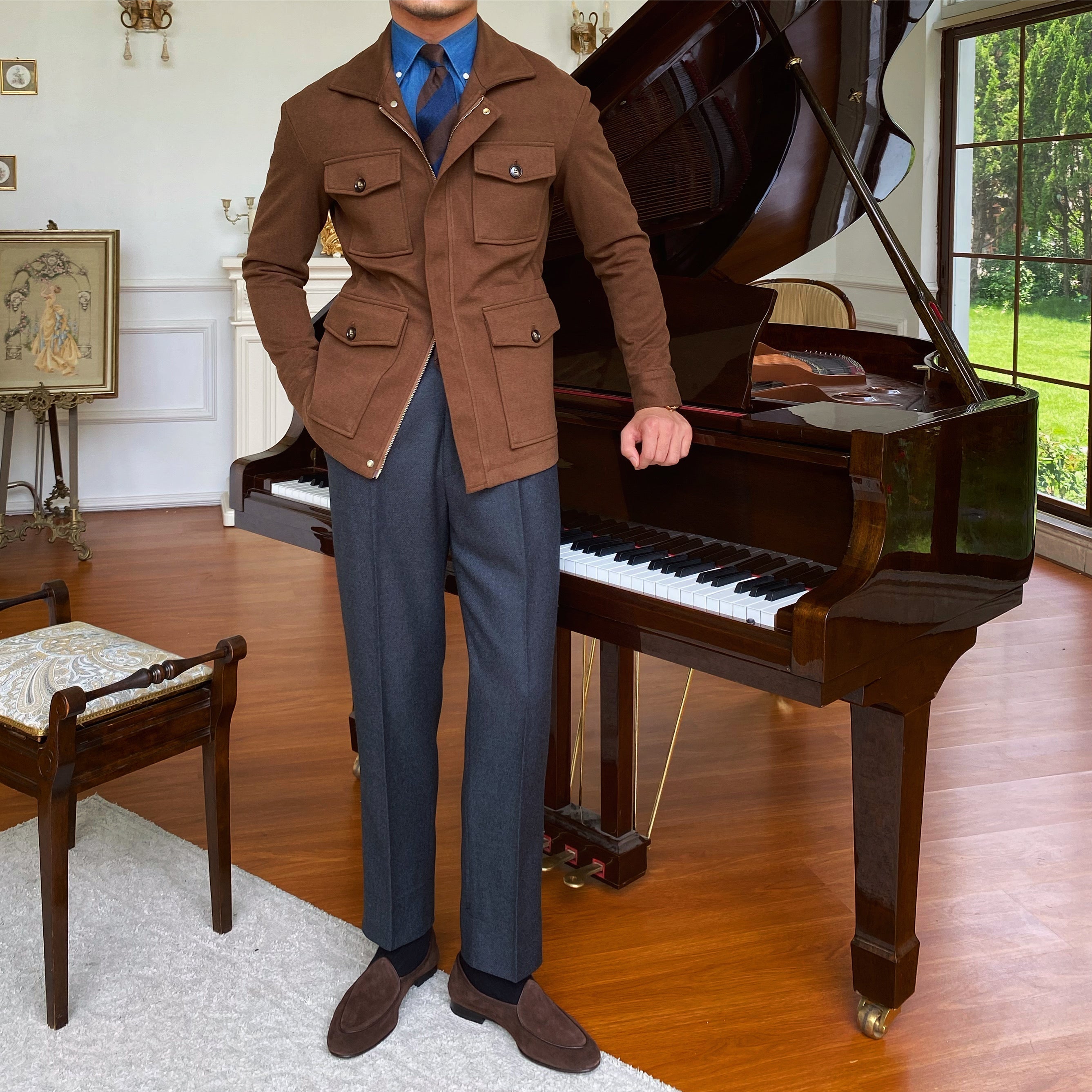 Coffee-coloured field jacket from the ANYORAL outerwear collection