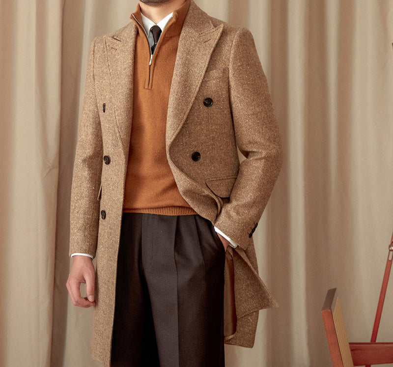 Rome Wool Silk Blend Double Breasted Coat