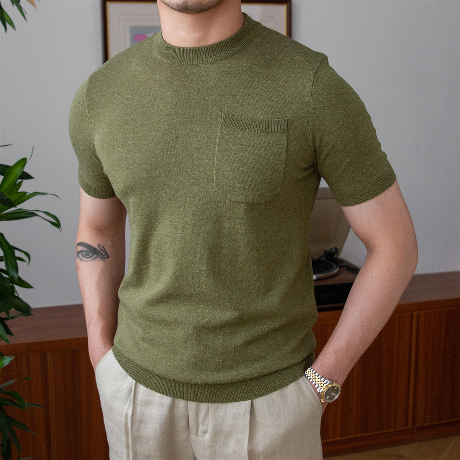 Rome Knitted Linen Blend T-Shirt