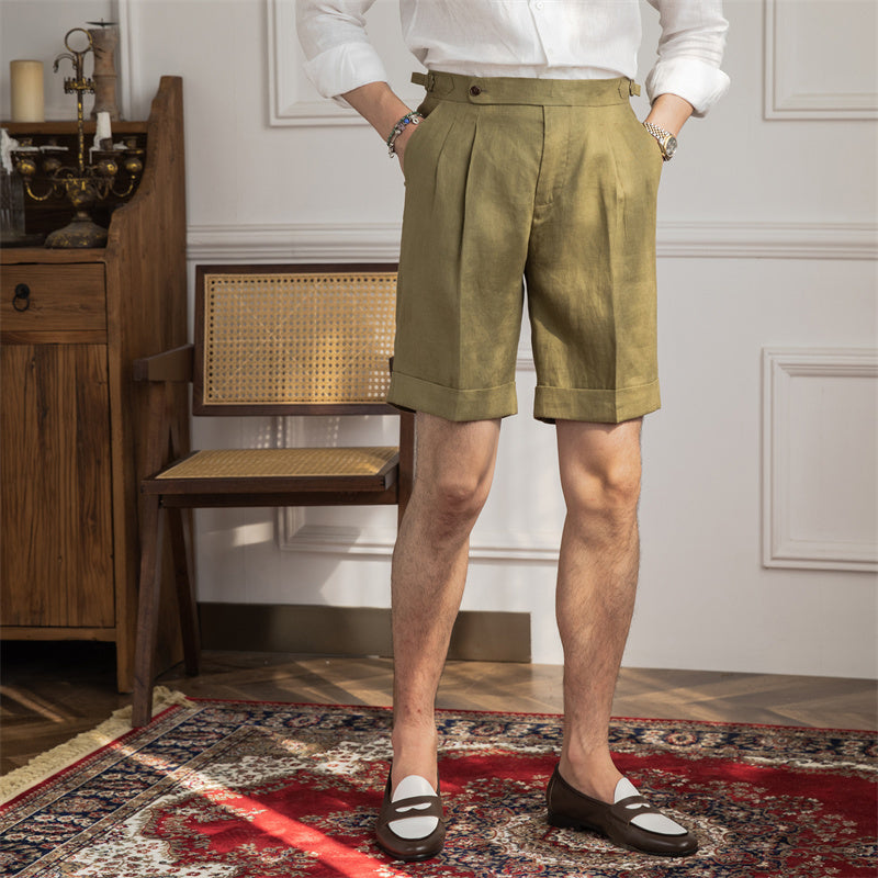 Hamptons Linen Pleated Bermudas