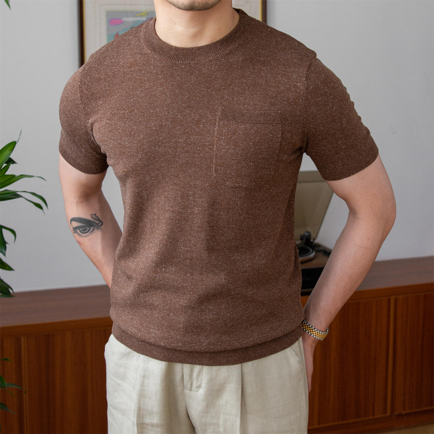 Rome Knitted Linen Blend T-Shirt