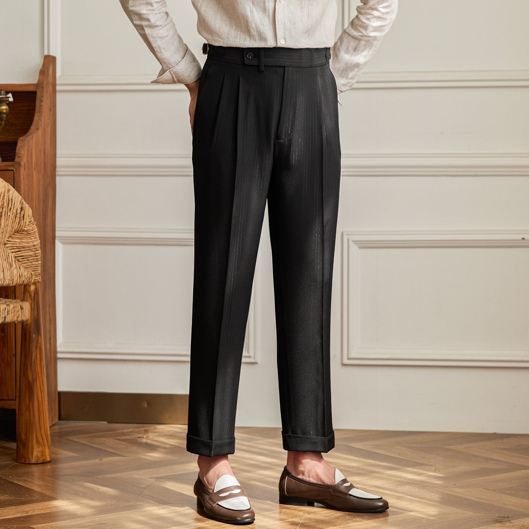 Fiumicino Straight Fit Double Pleated Trousers
