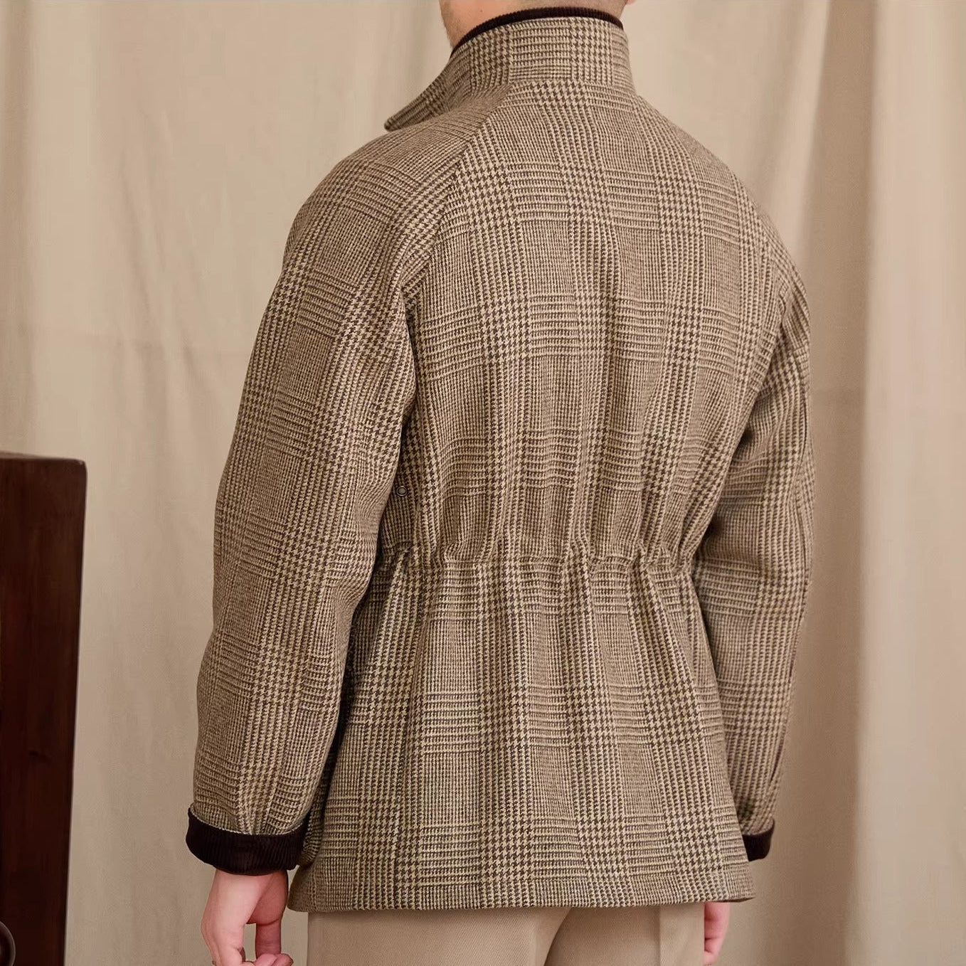 Enzo Prince Of Wales Padded Wool Blend Jacket